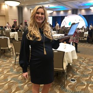 Pietro Brunelli Blue Puff Sleeve Long Sleeve Maternity Dress